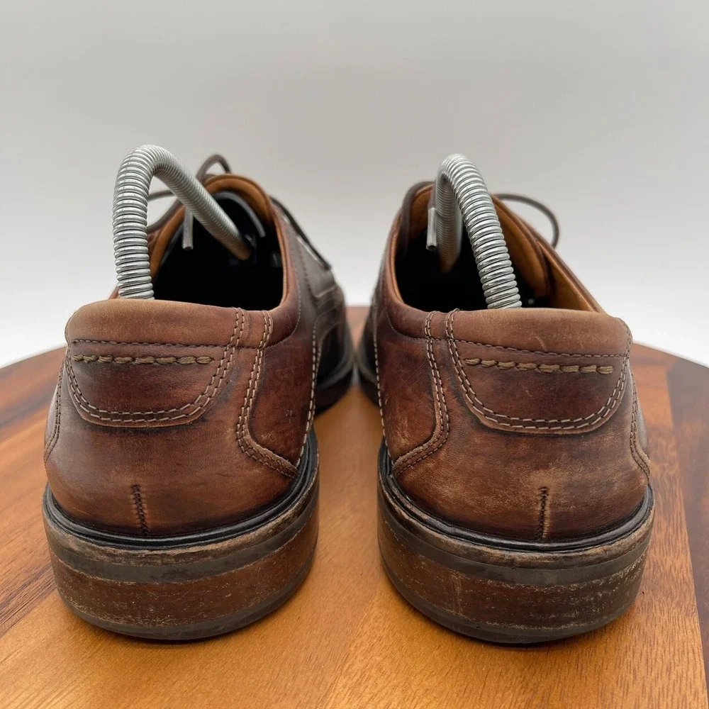 Ecco Shoes Mens 10 Holton Apron Toe‎ Oxford Brown Leather Dress Casual
